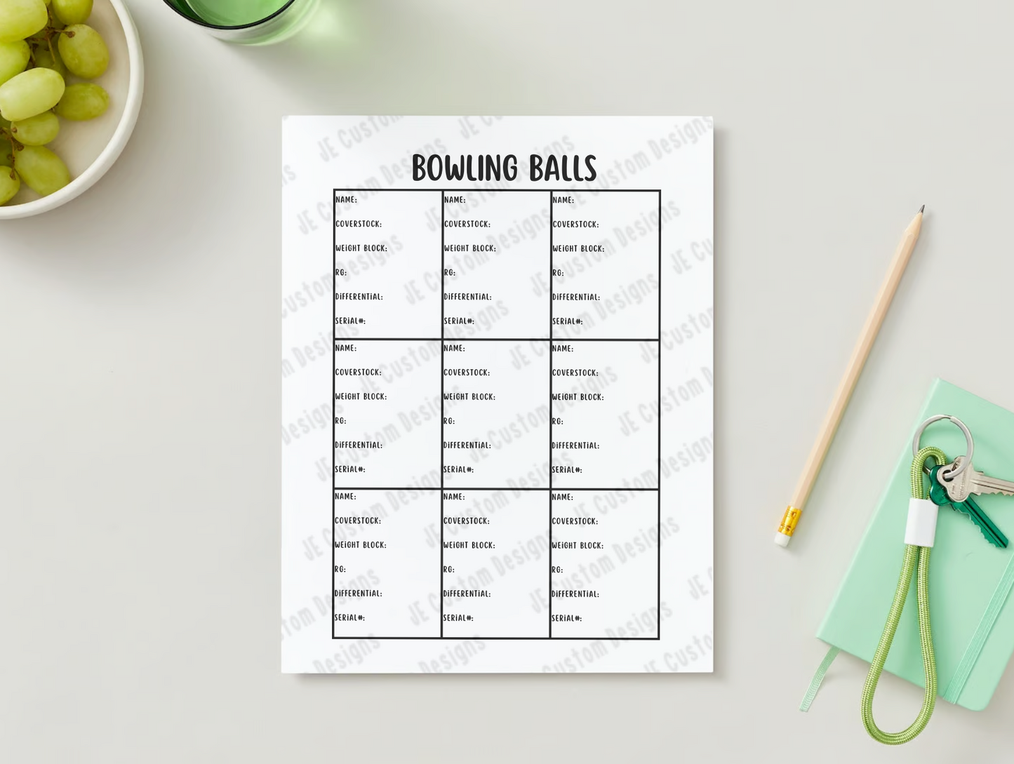 Bowling Ball Cards