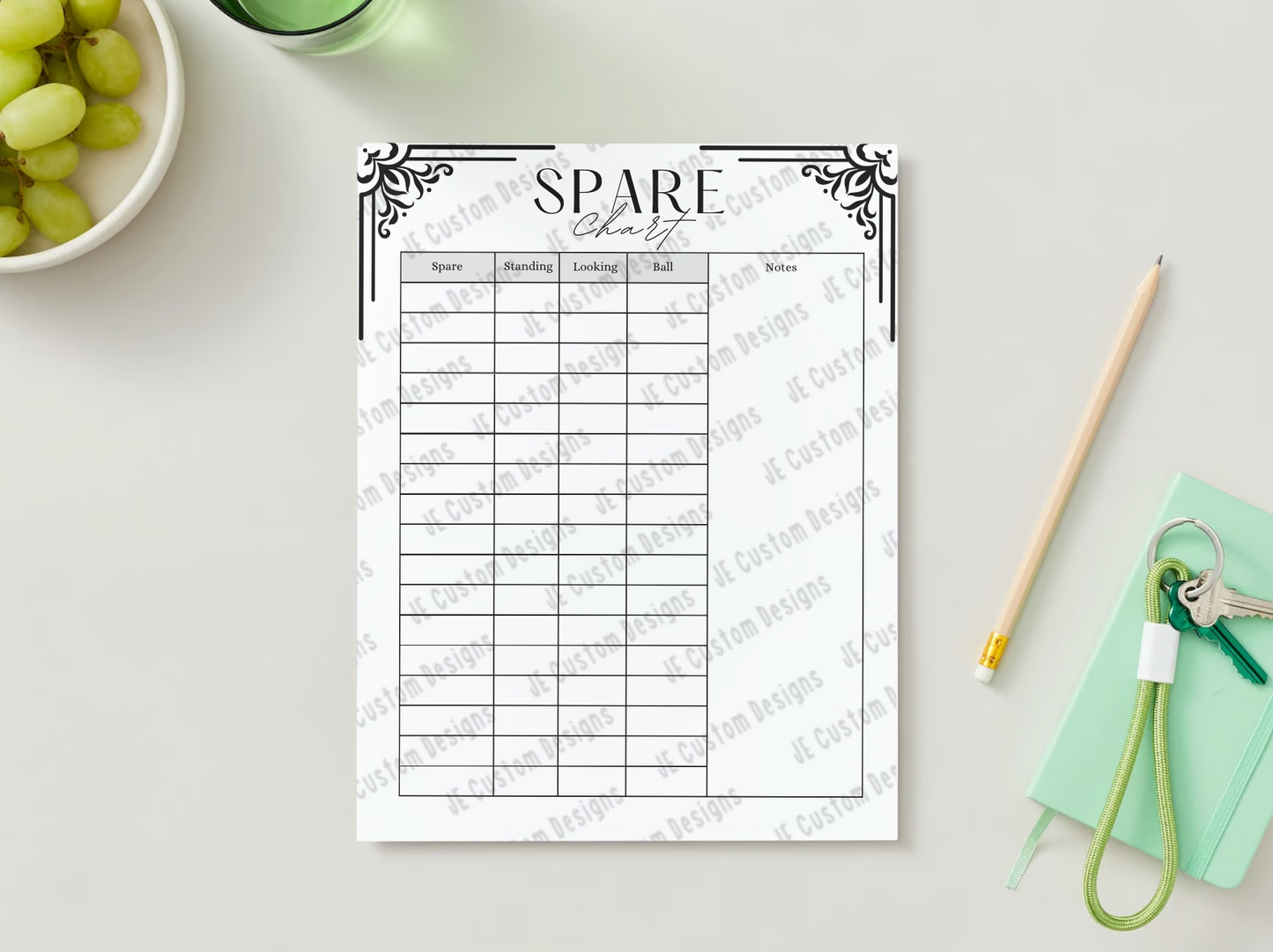 Bowling Spare Chart PDF