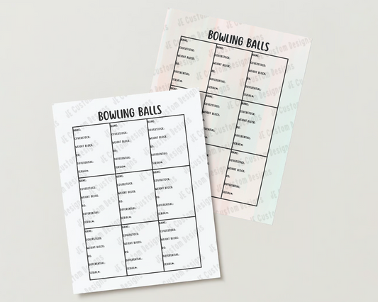 Bowling Ball Cards
