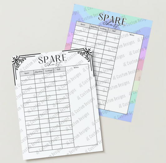 Bowling Spare Chart PDF